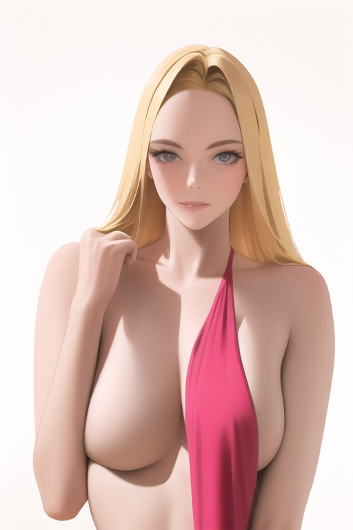 Blonde in pink dress 